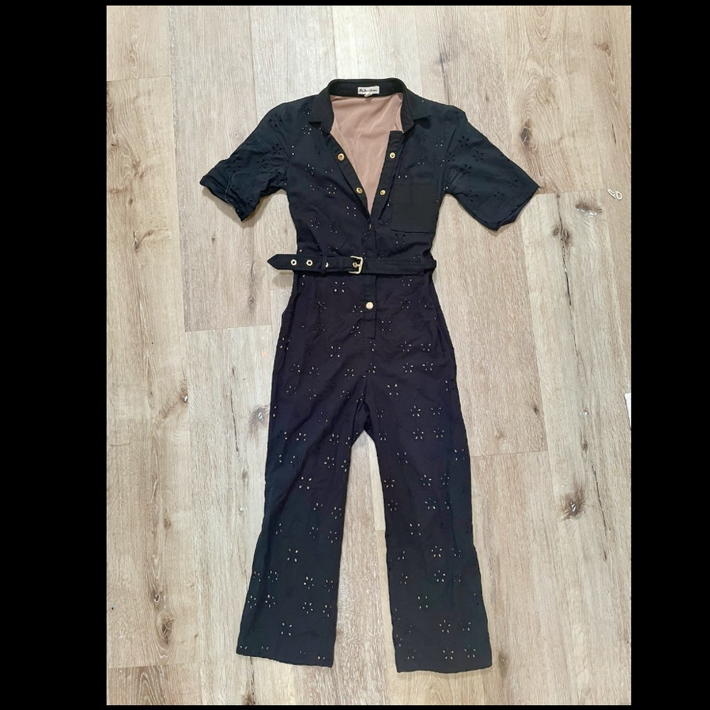 For Love & Lemons Cropped Black Jumpsuit